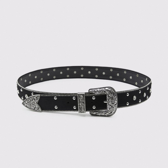 ZARA Limited Edition Rhinestone Leather Belt - Picture 5 of 14